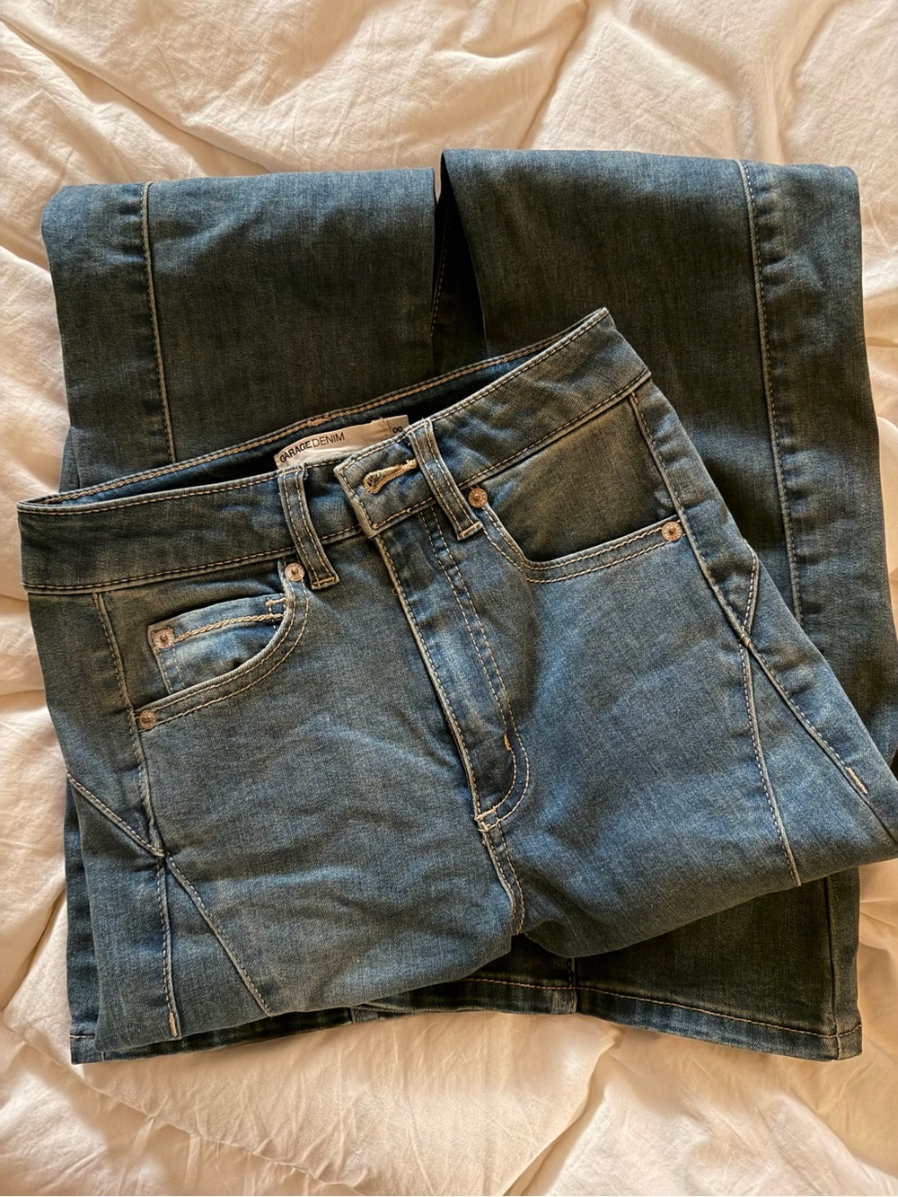 Garage Women's Flared Wide-Leg Jeans in Blue Denim